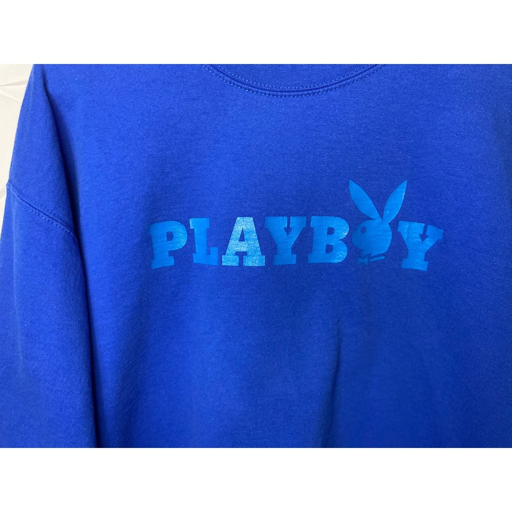 Playboy Mens Crewneck Sweatshirt Royal Blue Tonal Logo Graphic Fleece XL - Picture 7 of 9